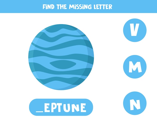 Zoek de ontbrekende cartoon planeet neptunus