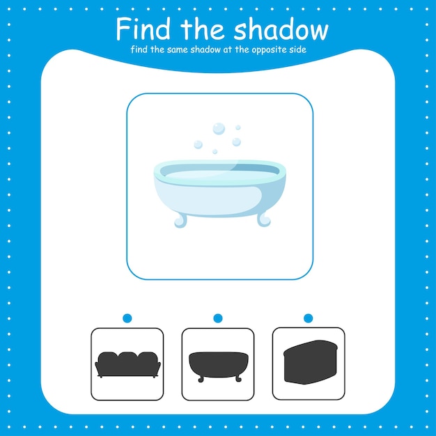 Zoek de schaduw badkamer educatief spel voor kinderen onderwijs werkbladen voor kinderen school