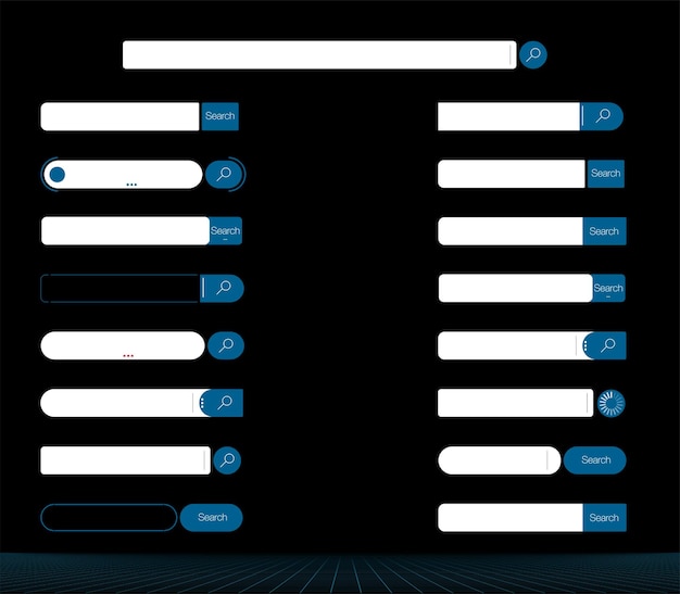 Zoekbalk. Set zoekbalk vector element ontwerp, set van zoekvakken ui sjabloon geïsoleerd op grijze achtergrond