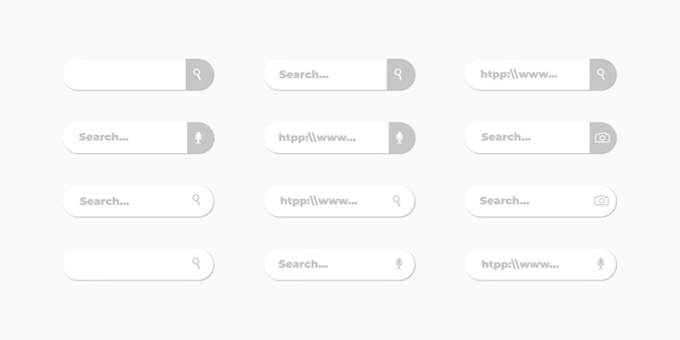 Zoekbalk Webzoekbalken instellen Collectie van zoekvakken Flat design stijl Vector pictogram geïsoleerd op witte background10 eps