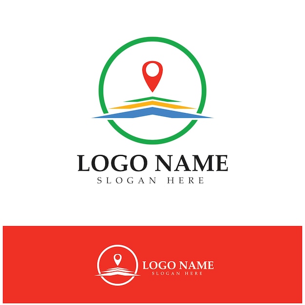 Zoeken vind pin locatie kaarten GPS punt logo ontwerp modern concept vectorillustratie