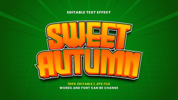 Zoet bewerkbaar teksteffect in de herfst in moderne 3d-stijl