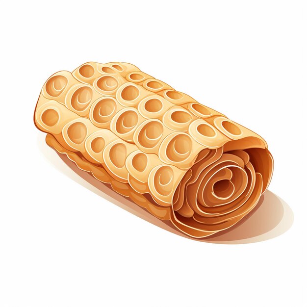 Vector zoet dessert wafer chocolade crème voedsel snack roll koekje smakelijk biscuit illustratie st