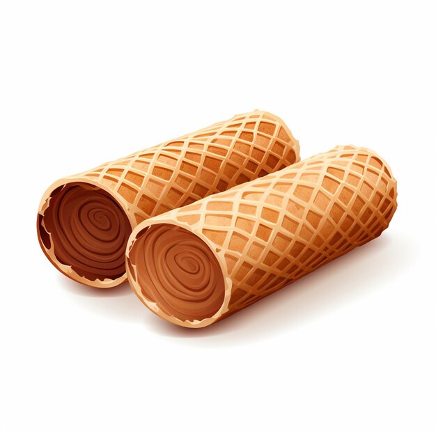 Vector zoet dessert wafer chocolade crème voedsel snack roll koekje smakelijk biscuit illustratie st