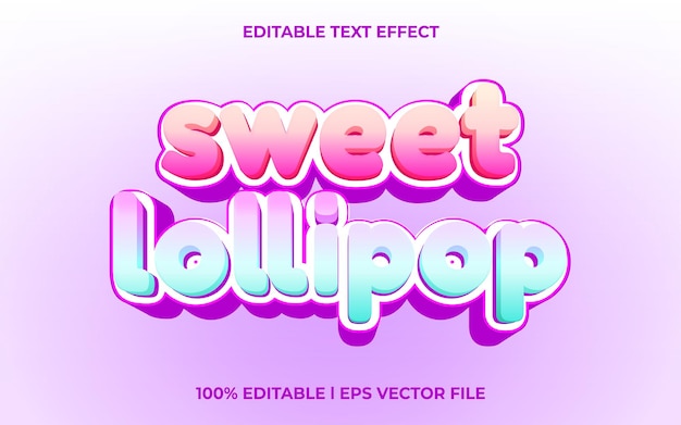 Zoet lolly 3d teksteffect met blauwe ijs thema kleurrijke typografie voor snoepproducten tittel