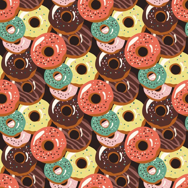 Vector zoet naadloos patroon met donuts vectorillustraties