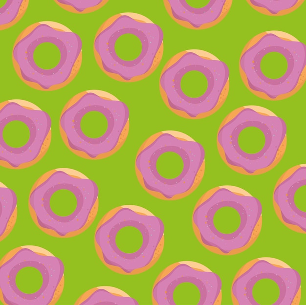 Zoet van het achtergrond donutspatroon vectorillustratieontwerp