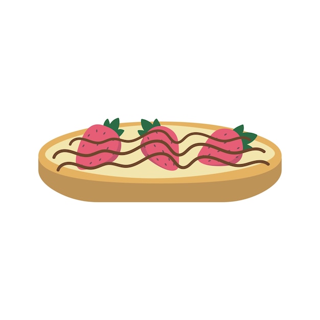 Zoet voedsel vector aardbei sandwich geïsoleerde illustratie