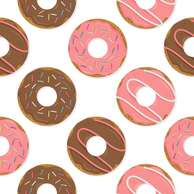 Zoet zomer naadloos patroon met donuts vectorillustraties