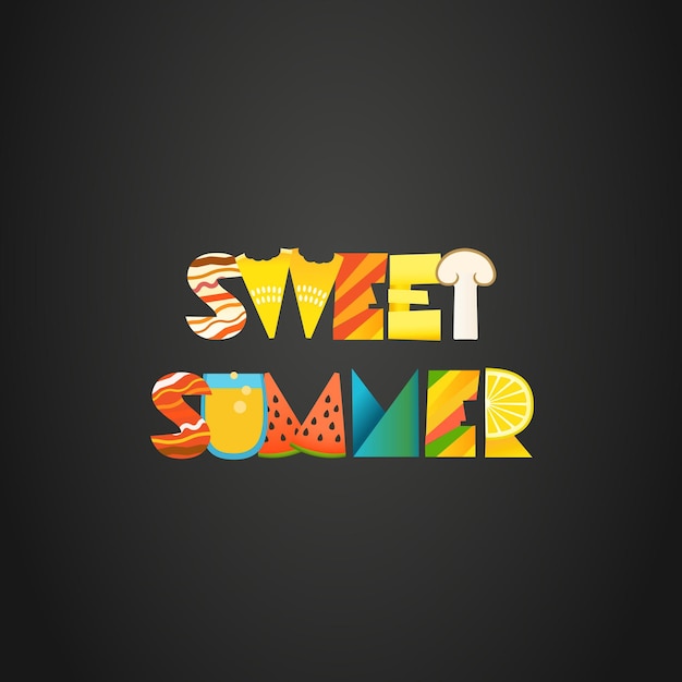 Zoet zomerconcept vectorillustratie van gekleurde letters