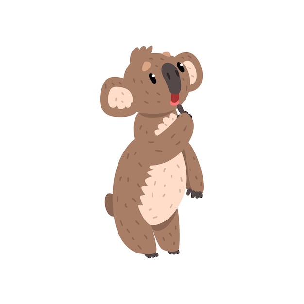 Zoete bedachtzame koala beer Australische buideldier karakter vector Illustraties geïsoleerd op een witte achtergrond