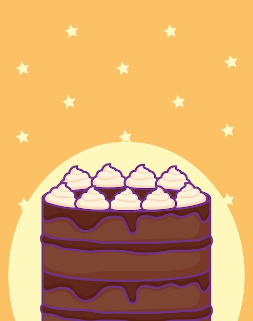 Vector zoete cake verjaardag kawaii stijl