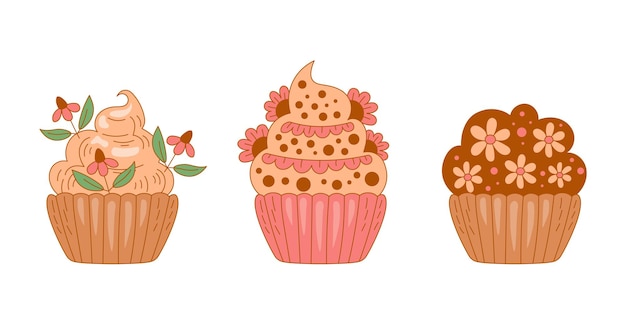 Zoete cupcakes voedselset