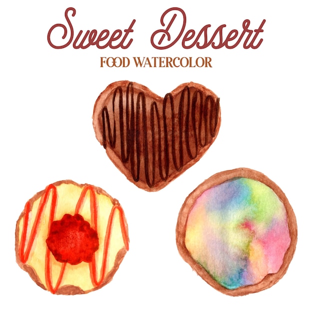 Zoete Dessert aquarel illustratie