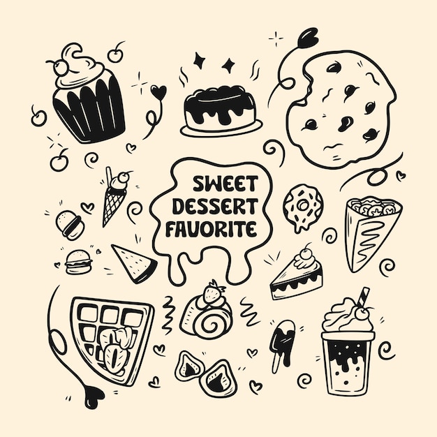 Zoete dessert Doodles