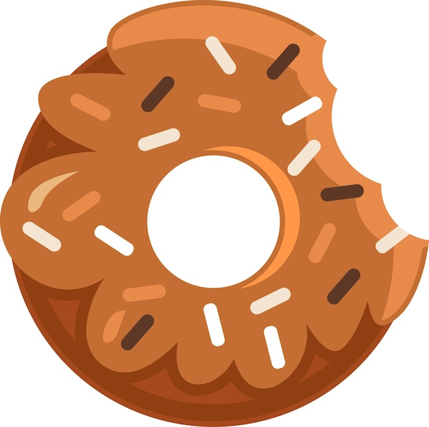 Zoete donut hele platte voedsel illustratie
