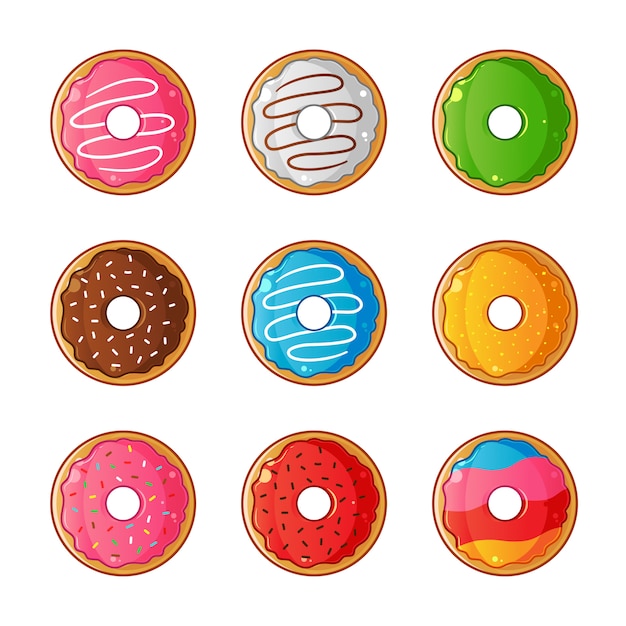 Zoete geglazuurde donuts geplaatst illustratie