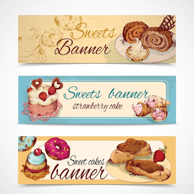 Vector zoete gekleurde banners