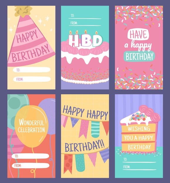 Zoete gelukkige verjaardag geschenk tag collectie
