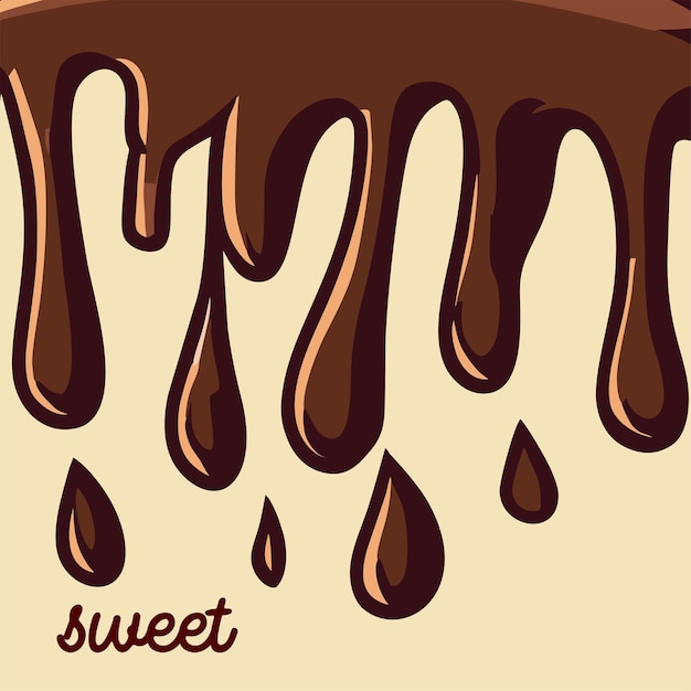 Vector zoete gesmolten chocolade snoep bitterzoet vanille