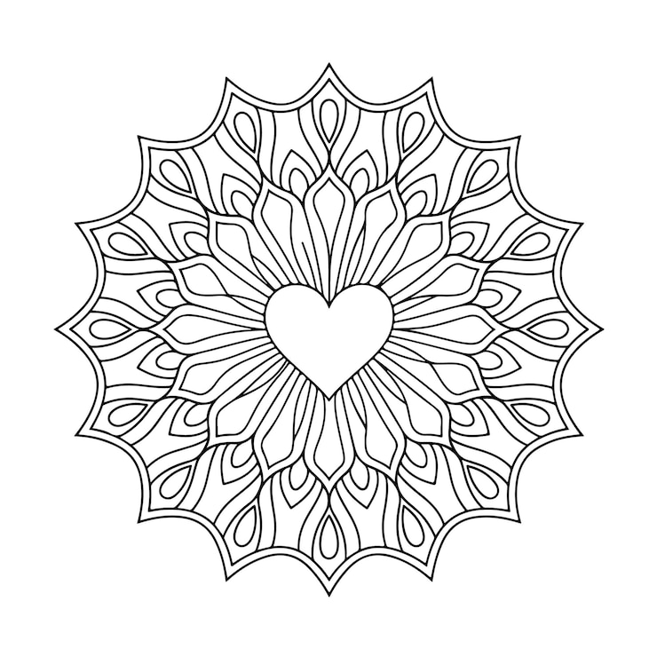 Vector zoete harten kleurbladen valentijnsdag mandala ontwerpen voor volwassenen