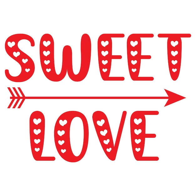 Zoete liefde Valentijnsdag typografie ontwerp vector