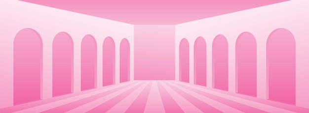 zoete pastel roze brede gang achtergrond scène 3d illustratie vector