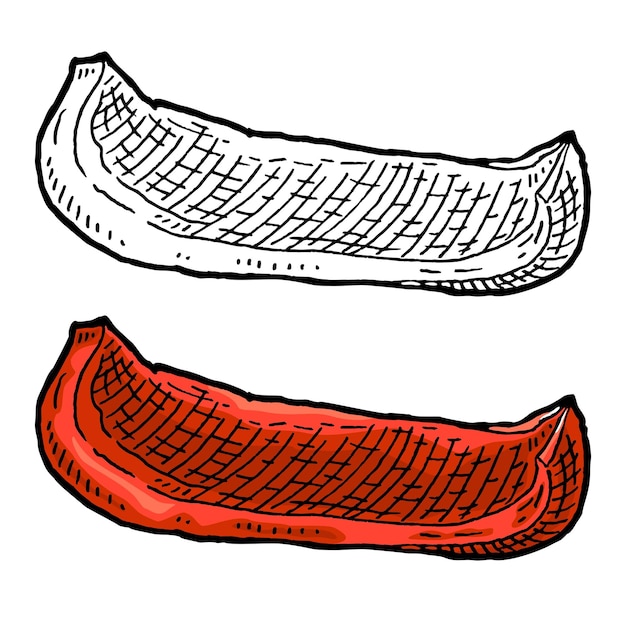 Zoete rode paprika segment Vintage vector gravure kleur illustratie