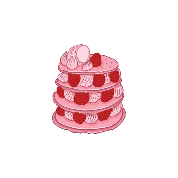 Zoete roze macaroon met illustratie van rode bessen
