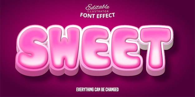 Vector zoete tekst, 3d bewerkbaar lettertype-effect