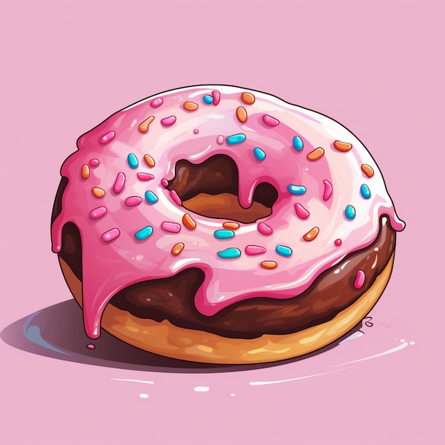 zoete vector voedsel bakkerij roze cake dessert snack donut illustratie geïsoleerde geglazuurde icin