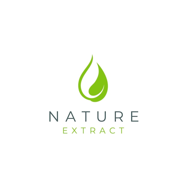 Zoetwaterdruppel of druppel met blad voor natuurschoonheid extract olie logo-ontwerp