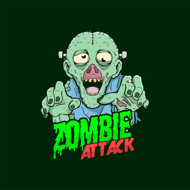 Vector zombie aanval illustratie horror ontwerp poster t-shirt