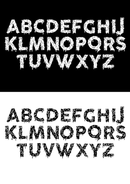 Zombie alphabet vector caps font solid