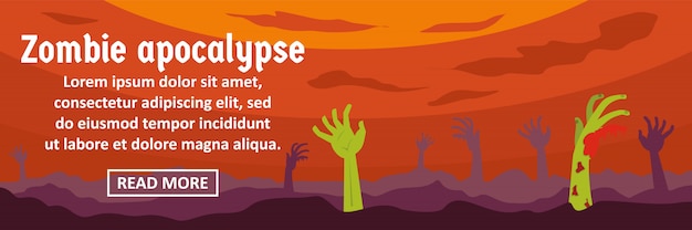 Zombie apocalyps banner sjabloon horizontale concept