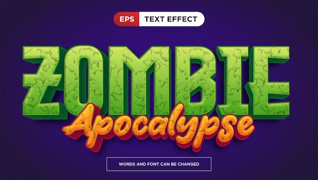 Vettore zombie apocalisse effetto testo stile testo titolo halloween modificabile