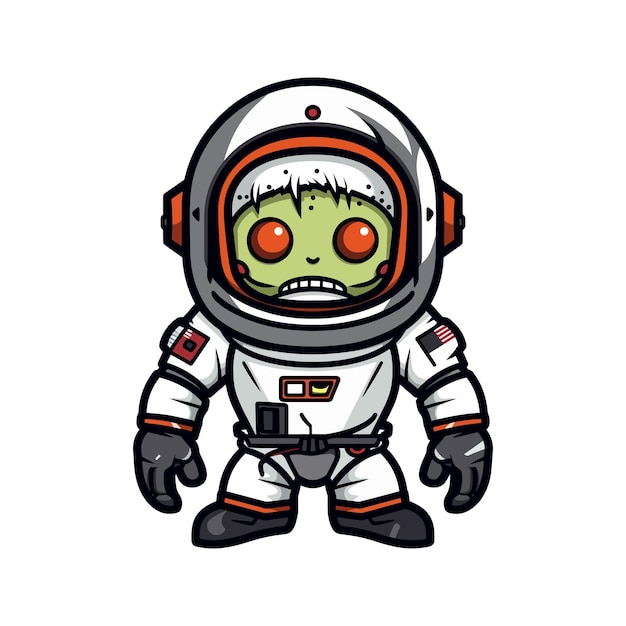 zombie astronaut hand getrokken logo ontwerp illustratie