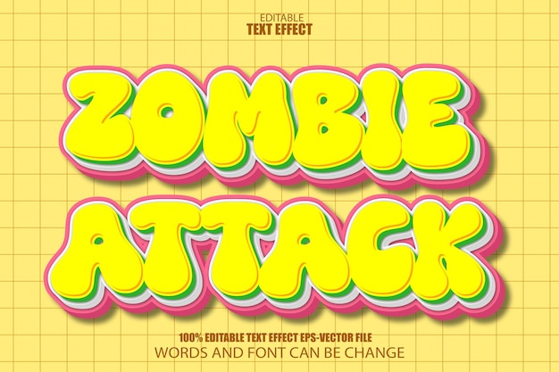 Zombie Attack Editable Text Effect 3D Cartoon Style