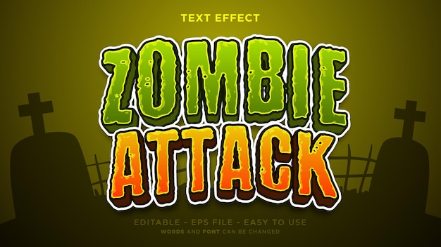 Vector zombie attack editable text effect