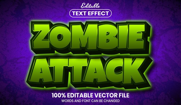 Zombie attack text, font style editable text effect