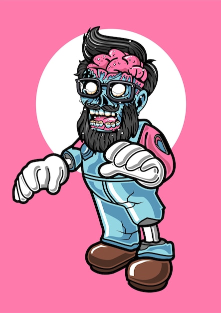 Zombie Beard illustration in hand drawn