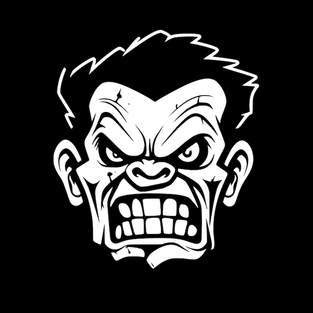 Zombie black and white isolated icon vector illustration