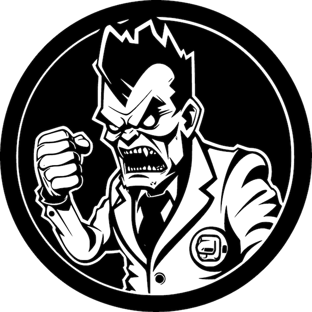 Zombie Black and White Isolated Icon Vector illustration