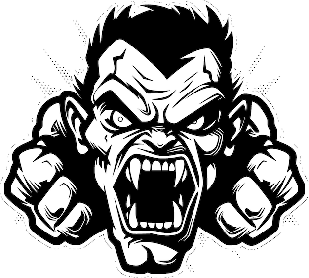 Vector zombie black and white isolated icon vector illustration