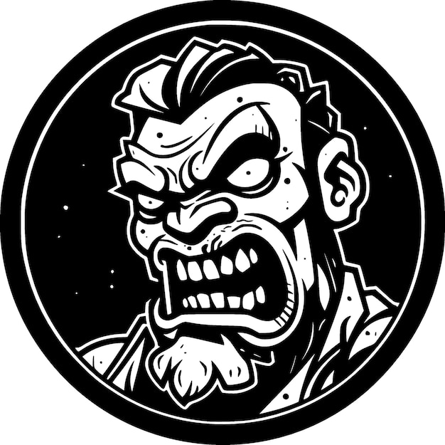 Zombie Black and White Vector illustration