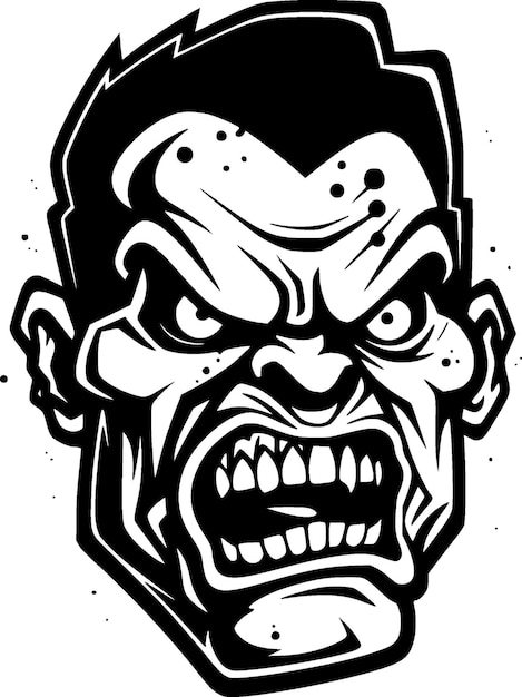 Vector zombie black and white vector illustration