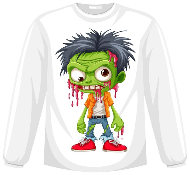 Vector zombie cartoon character screening on shirt