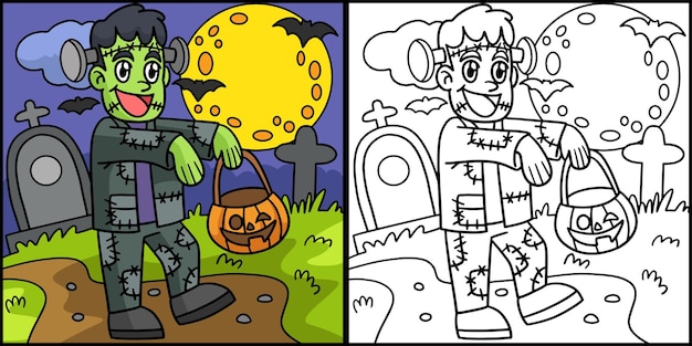 墓地のゾンビハロウィーンの色のイラスト