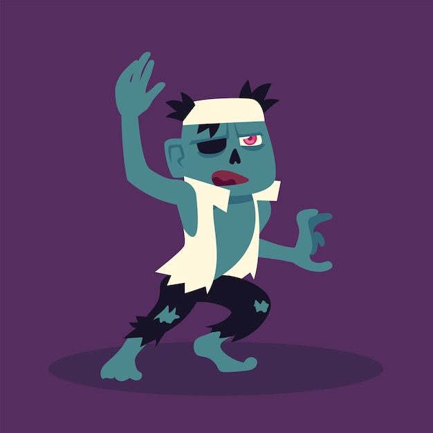 Vector zombie character for happy halloween