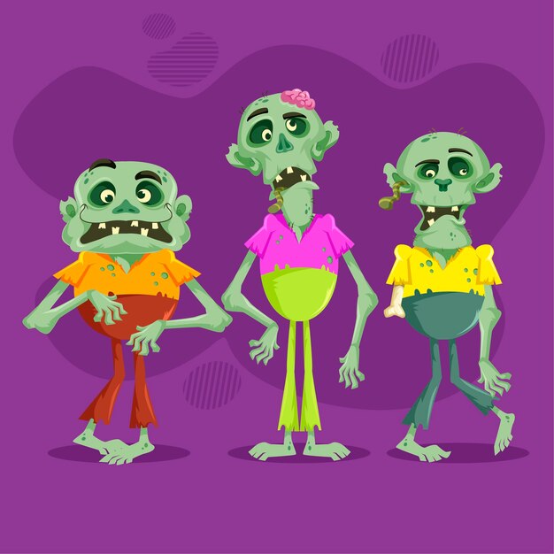 Vector zombie characters cartoon style